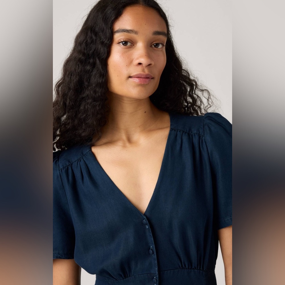 Levi’s Navy Blue Short Sleeve Midi Dress - Picture 4 of 6